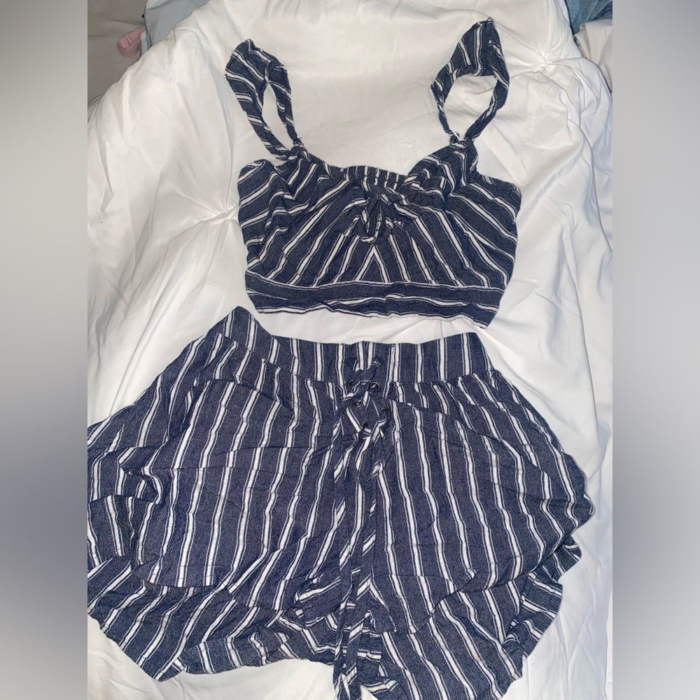 BLUE STRIPED AMERICAN EAGLE TWO PIECE SET